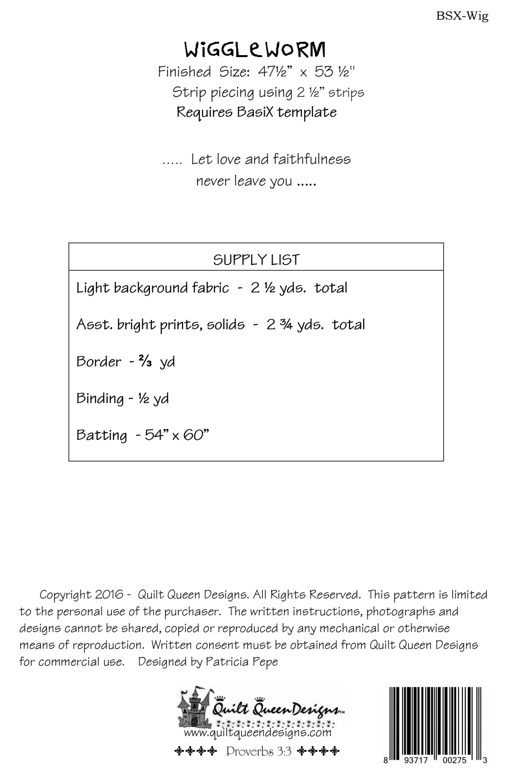 BasiX Wiggleworm Pattern Cactus Queen Quilt Company