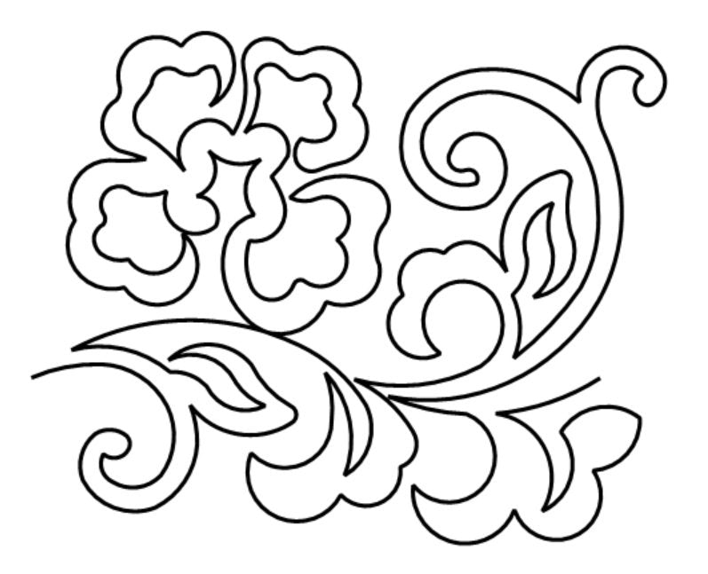 Batik Floral Digital E2E Wildflower Quilting Pantograph Close Up