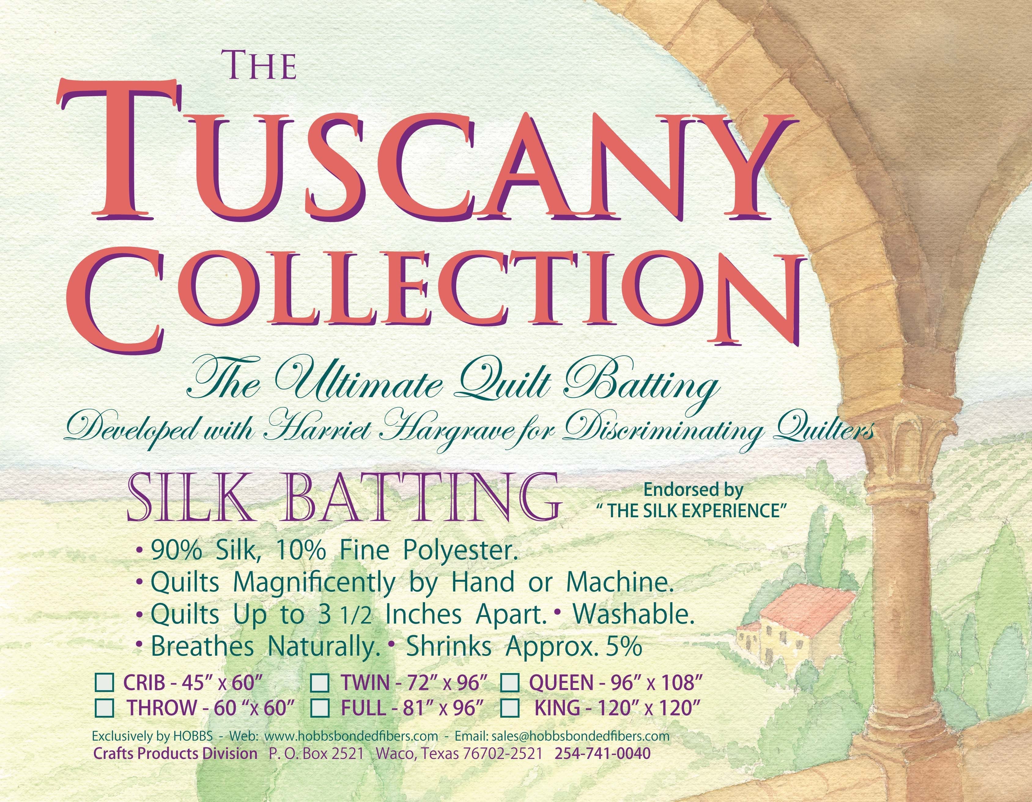 Batting Tuscany Silk Polyester Blend 96in x 108in Queen