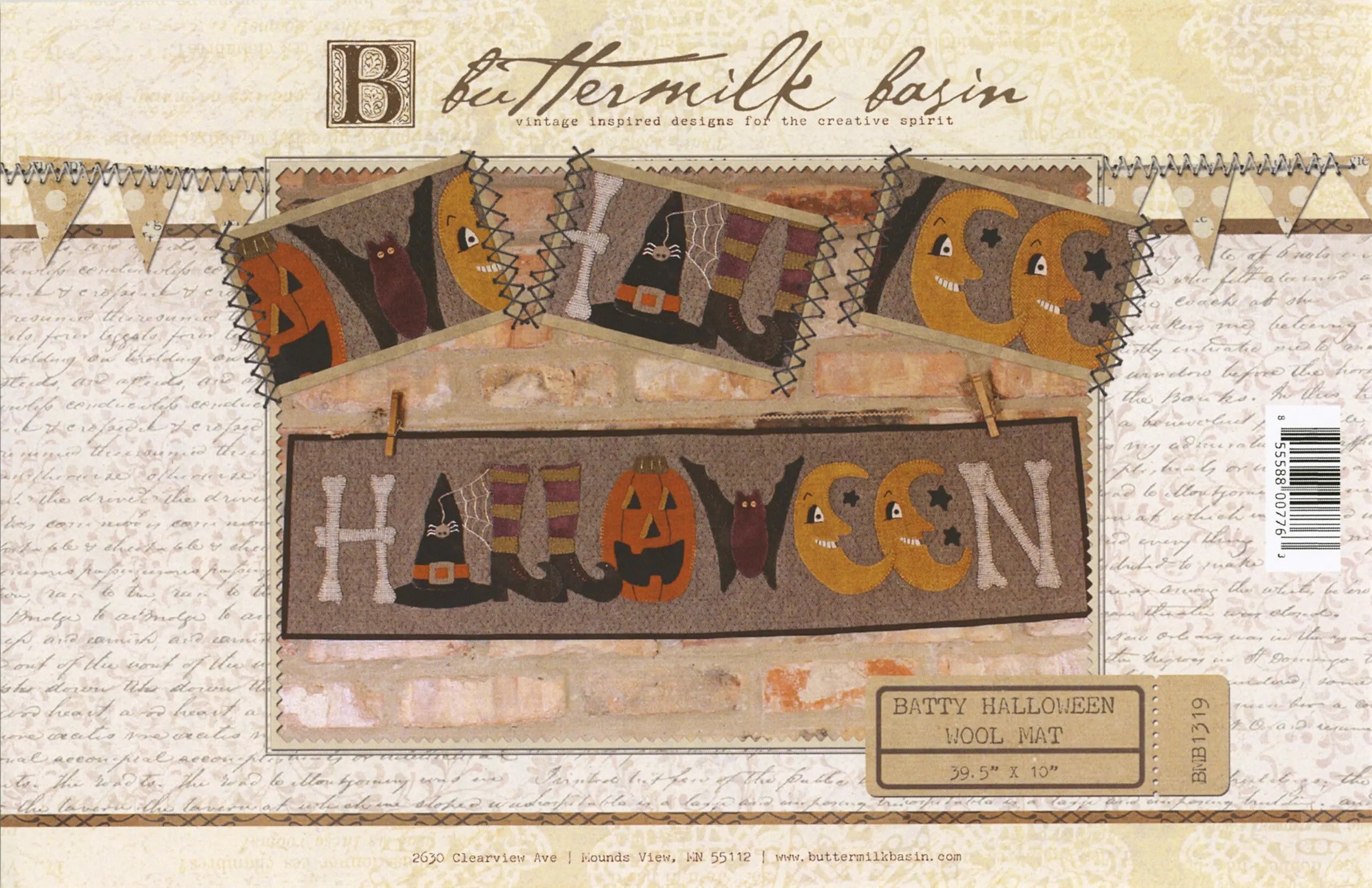 Batty Halloween Wool Mat - Linda's Electric Quilters