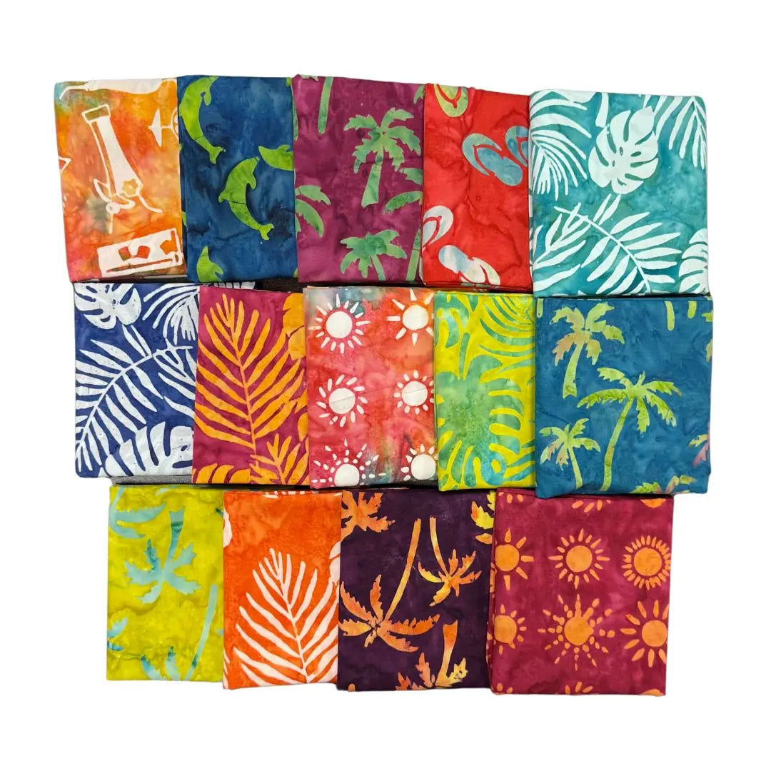 Beachy Batiks Fat Quarter Bundle - Set of 14 Linda's Electric Quilters