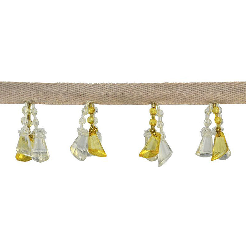 Beaded Fringe - 1 1/2" length (25 Yard Roll) - BB-917-24/10 Ivory and Gold