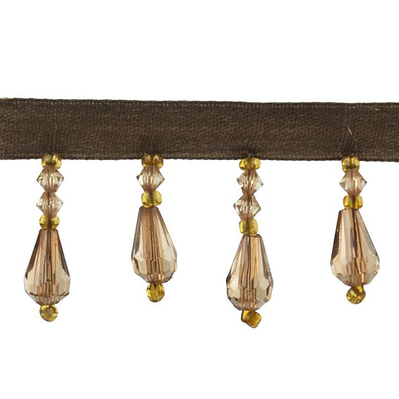 Beaded Fringe - 1 1/2" width (15 Yard Roll) - BB-902-06/10 Brown and Gold