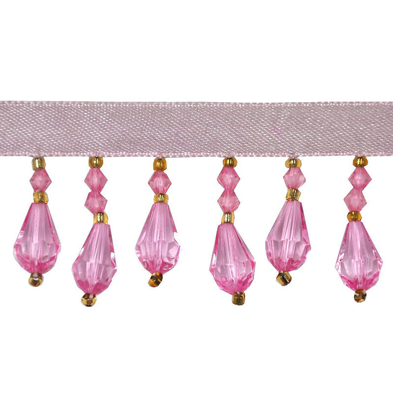 Beaded Fringe - 1 1/2" width (15 Yard Roll) - BB-902-120/10 Pink and Gold