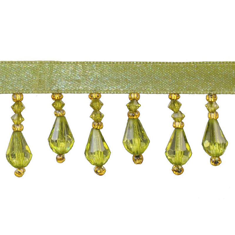 Beaded Fringe - 1 1/2" width (15 Yard Roll) - BB-902-36/10 Olive Green and Gold