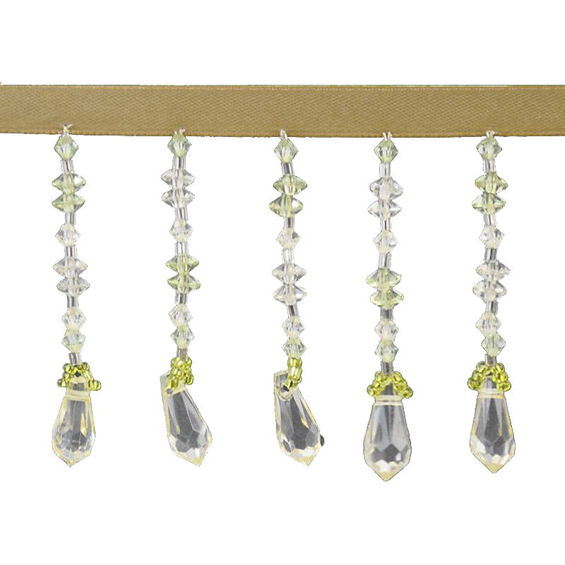 Beaded Fringe - 2 1/2" width (15 Yard Roll) - BB-905-14/24 Mint Green and Ivory