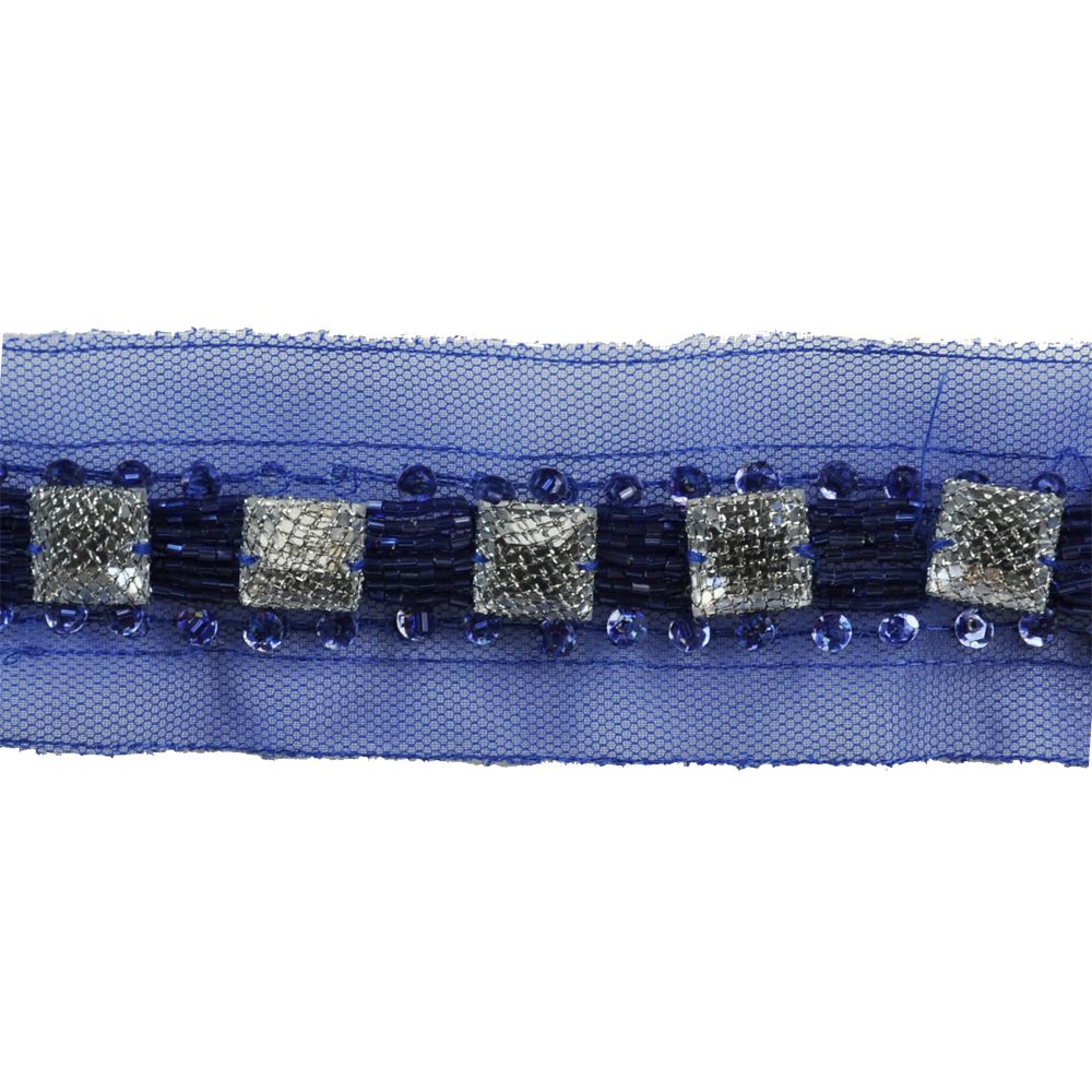 Beaded Trim on Netting, 2" X 5 Yard Roll - For Dressmaking, Costume Design, DIY Crafts
