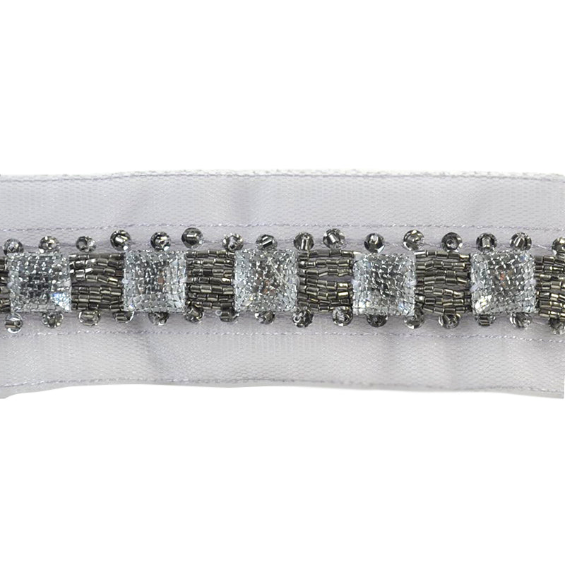 Beaded Trim on Netting, 2" X 5 Yard Roll - For Dressmaking, Costume Design, DIY Crafts