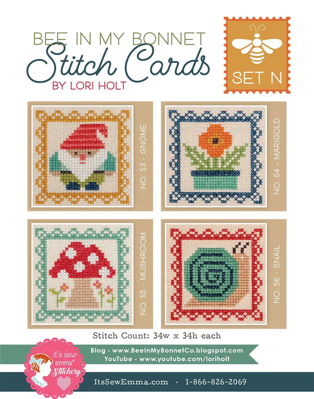 Bee In My Bonnet Stitch Cards Set N - Linda's Electric Quilters