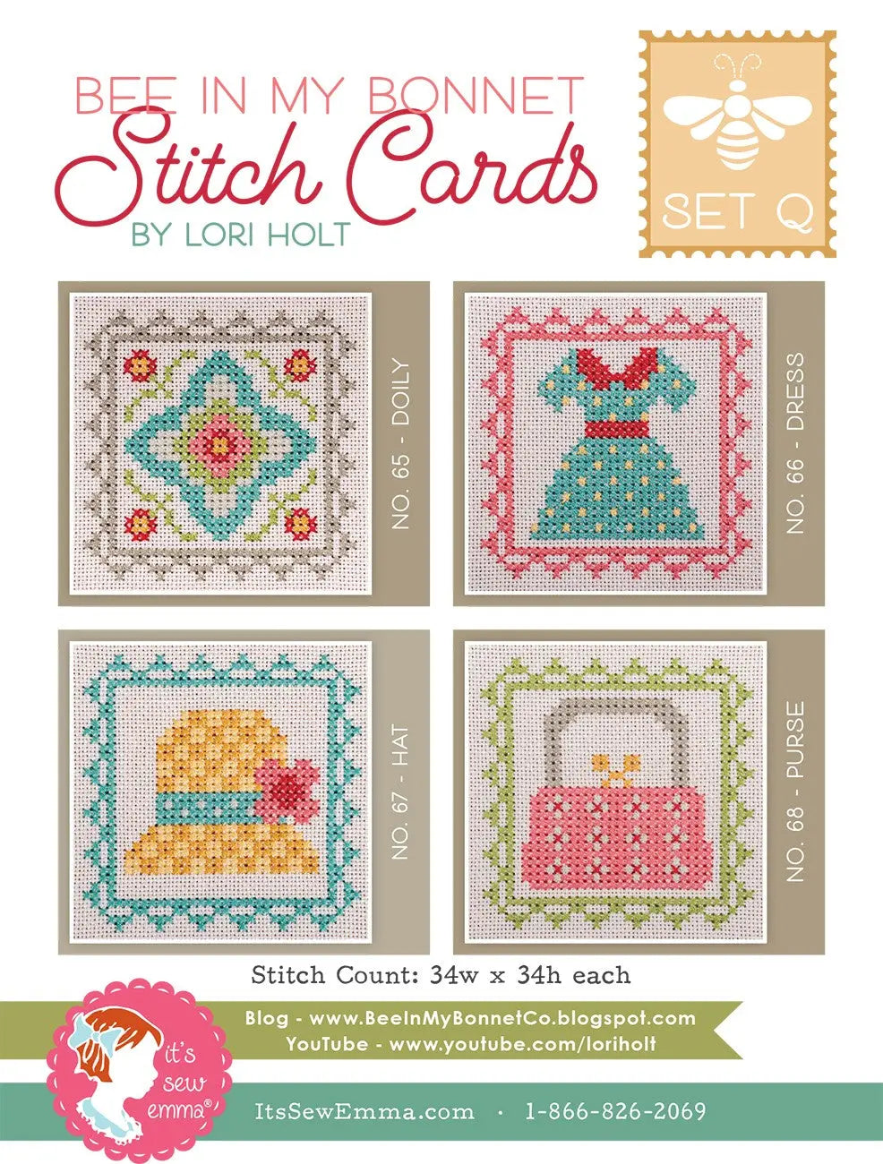 Bee In My Bonnet Stitch Cards Set Q - Linda's Electric Quilters