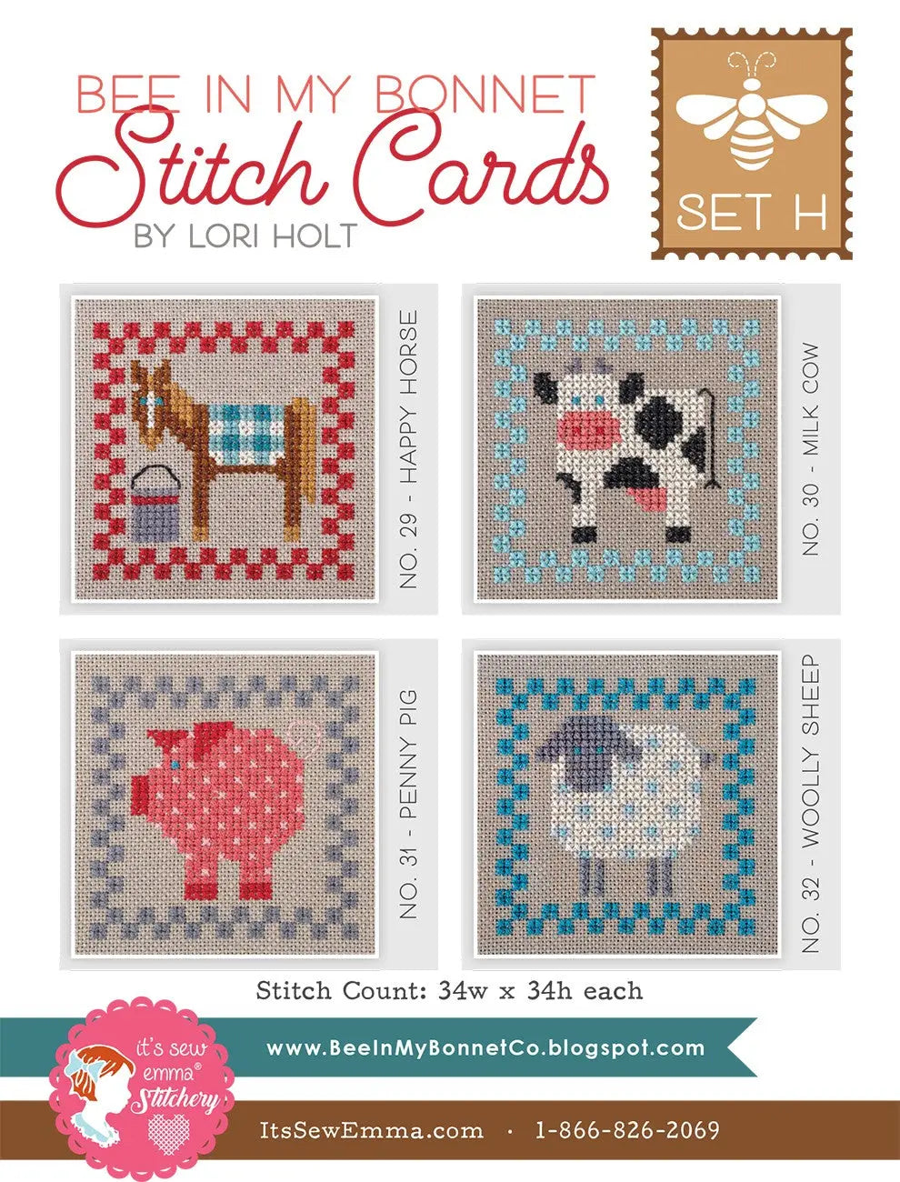 Bee in My Bonnet Stitch Cards Set H - Linda's Electric Quilters