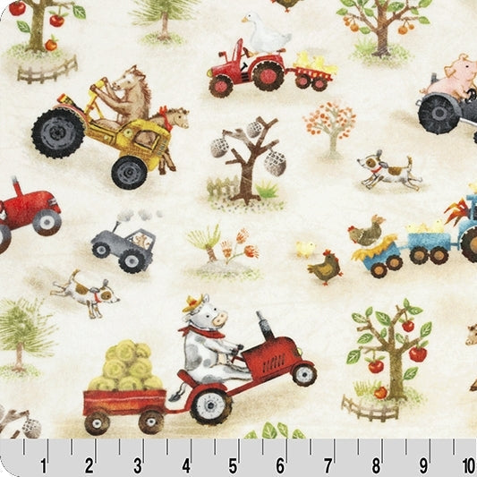 Beige Funny Farm Digital Cuddle 58/60" Fabric Per Yard