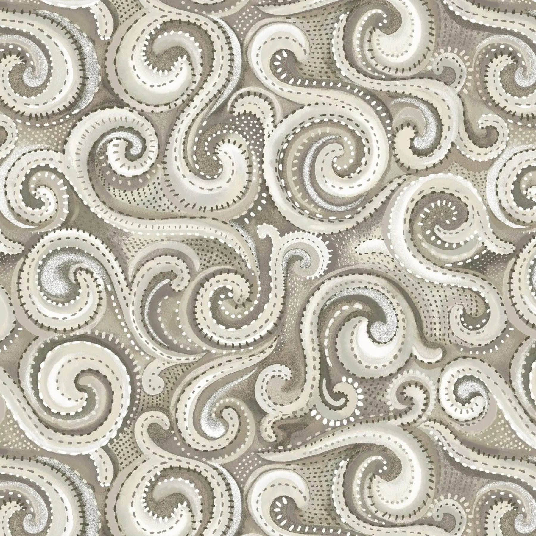 Beige Whirlwind Swirl Cotton Wideback Fabric per yard - Linda's Electric Quilters