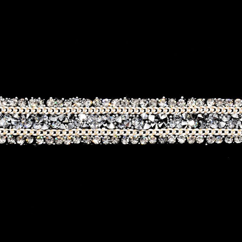 Belagio Enterprises - 1/2" Width Iron-On Beaded Rhinestone Trim (5 Yard Roll) - BR-483