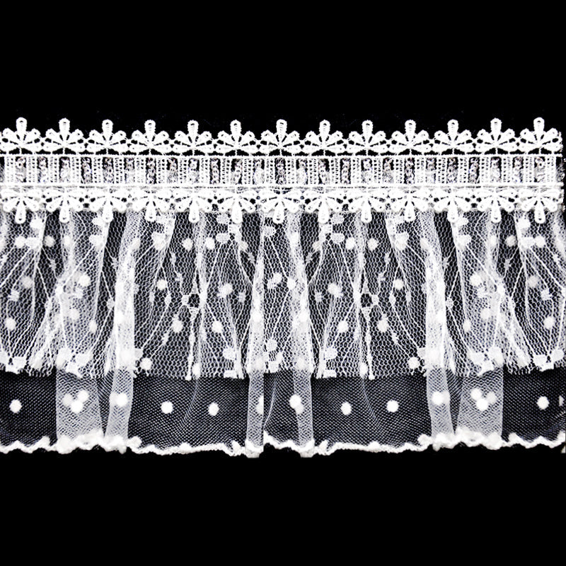 Belagio Enterprises - 3 1/2" Width Doubled Gathered Lace (10 Yard Roll) - BRL-802-27 White