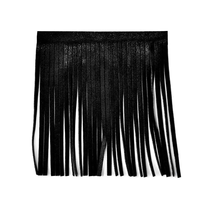 Belagio Enterprises - 4-inch Faux Leather Fringe (25 Yard Roll) - P-7774-02 Black