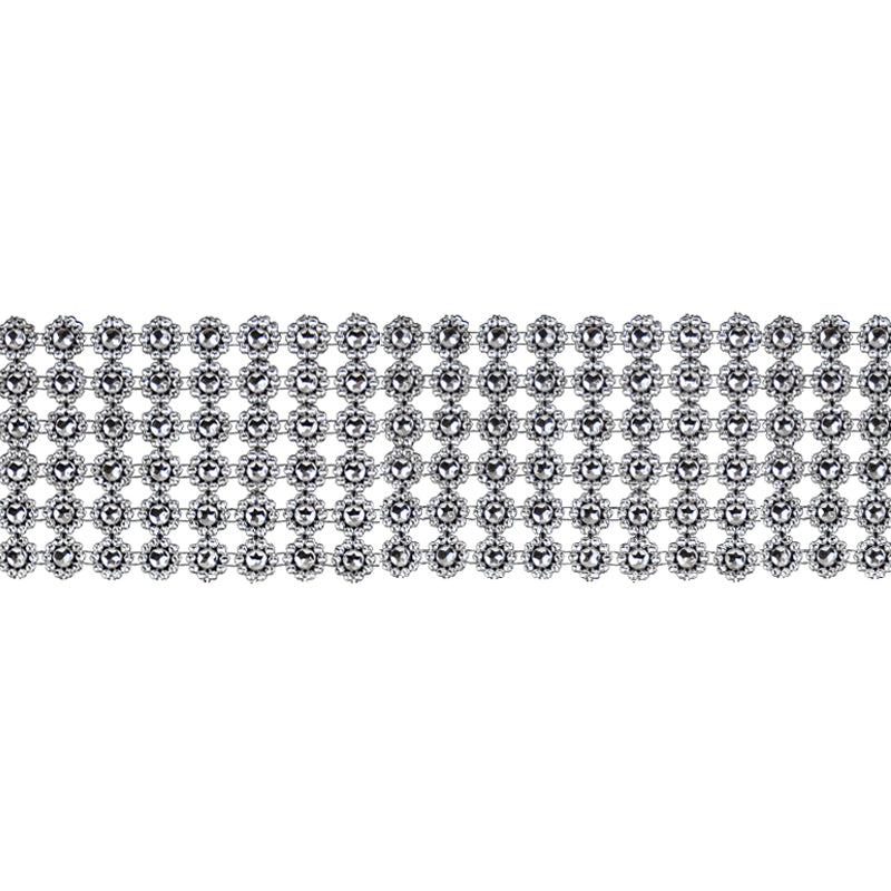 Belagio Enterprises - 4" Width Rhinestone Trim (10 Yard Roll) - BR-480 Silver