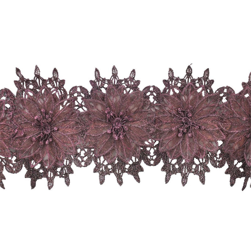 Belagio Enterprises - 5" Width Embossed Venice Flower Trim (15 Yard Roll) - BF-1352-80 Dark Rose