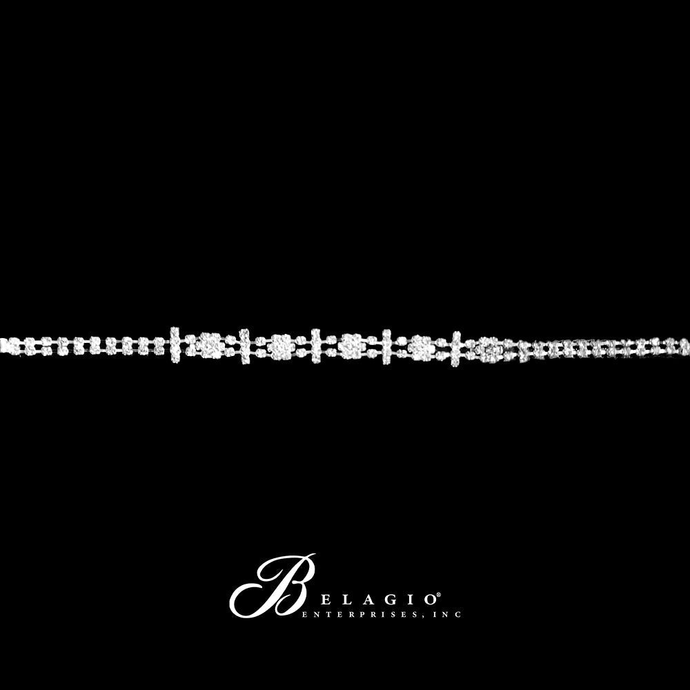 Belagio Enterprises - 6pcs Silver Rhinestone Elastic Headband - BRH-9