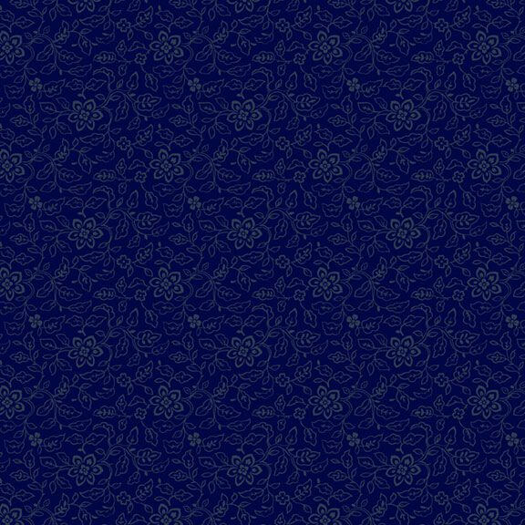 Marcus Fabrics Betsys Needlework flower garden navy quilting cotton by the yard