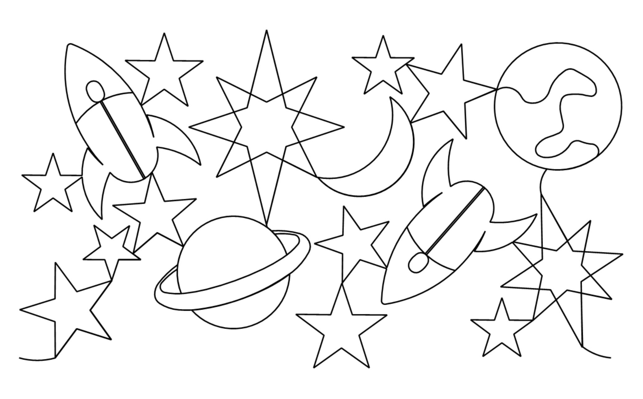 Beyond the Moon Digital E2E Wildflower Quilting Pantograph Close Up