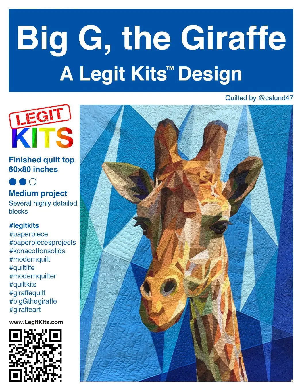 Big G the Giraffe Quilt Kit Legit Kits