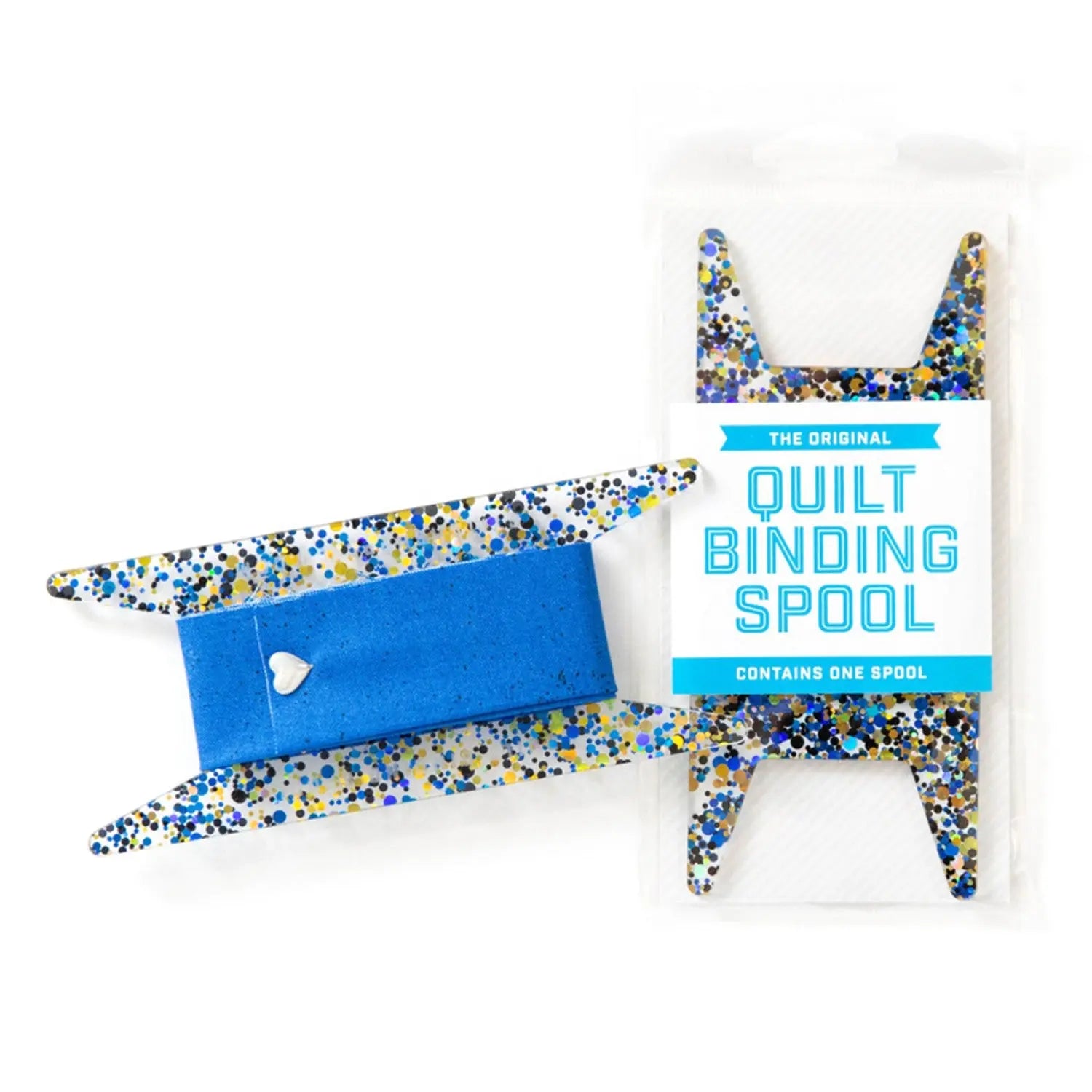 Binding Spool Blue Black & Gold Glitter - Linda's Electric Quilters