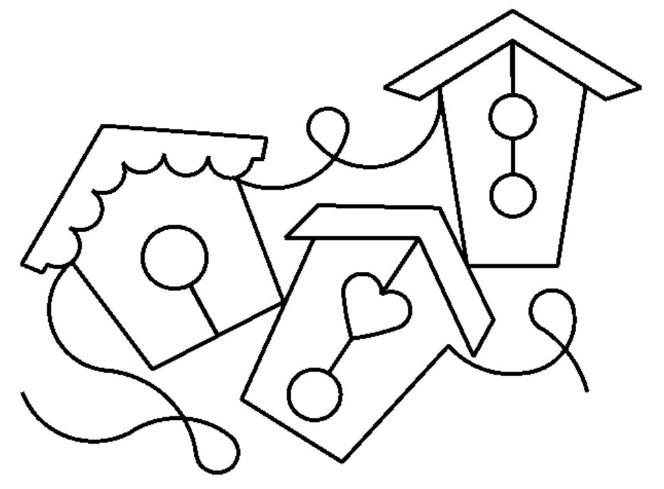 Birdhouses Digital E2E Wildflower Quilting Pantograph Close Up