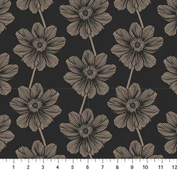 Black Floral Indelible by Anna Maria for Northcott Cotton 44"/45" Fabric Per Yard - Linda's Electric Quilters