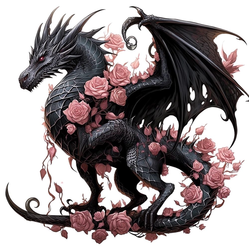 Black Gothic Dragon Fabric Panel 4