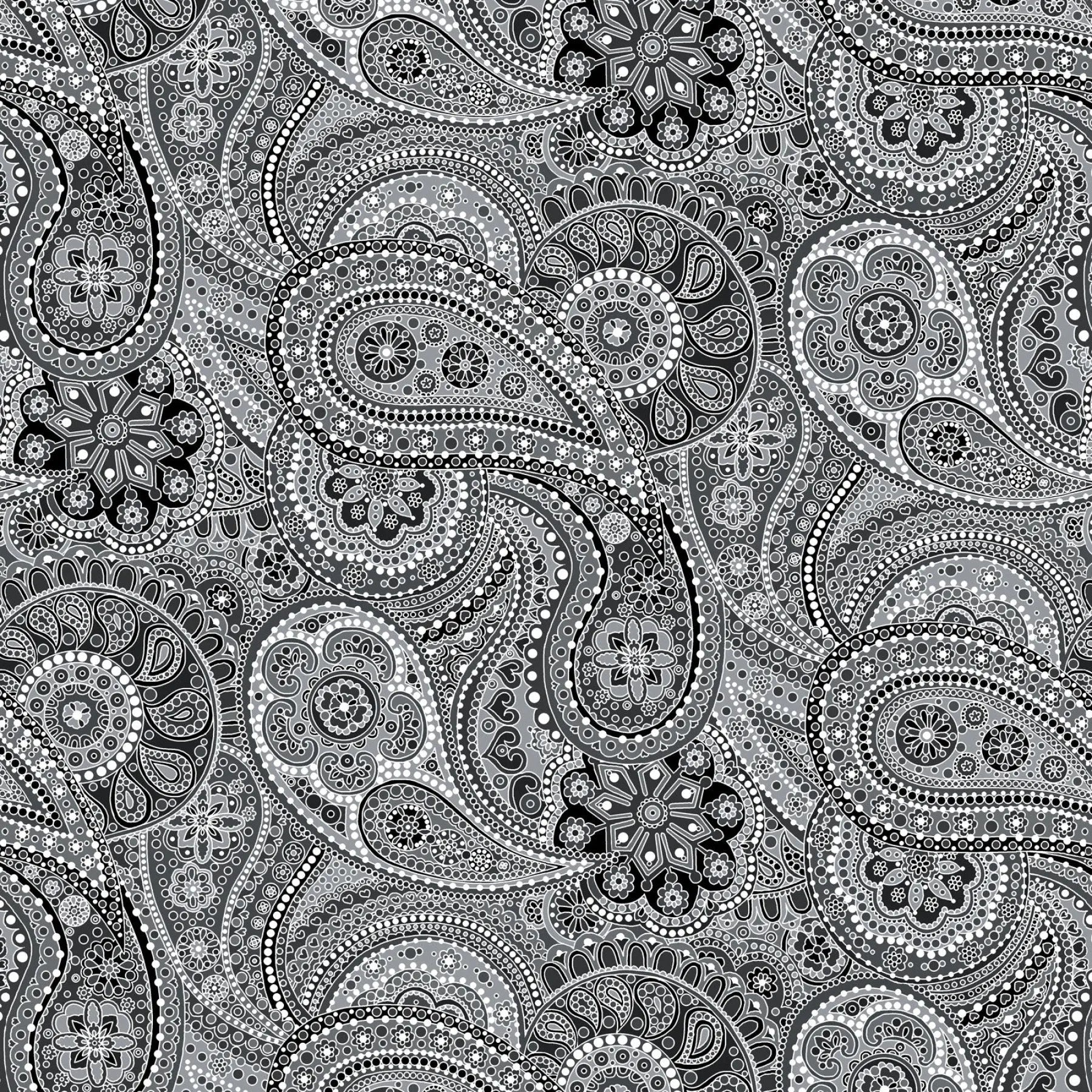 Black Large Paisley Paradise Wideback Fabric per yard - Linda's Electric Quilters