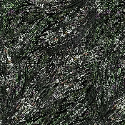 Black Meadow Breeze Cotton Wideback Fabric per yard - Linda's Electric Quilters