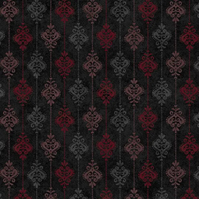 Black Operetta Damask Stripe Cotton 43"/44" Fabric Per Yard