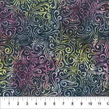 Black Prism Colored Swirls Cotton Wideback Fabric per yard
