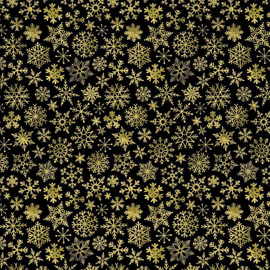 Black Snowflakes Cotton Wideback Fabric Per Yard Timeless Treasures