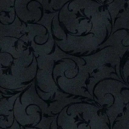 Black Soft Elegant Scroll Cotton Wideback Fabric per yard - Linda's Electric Quilters