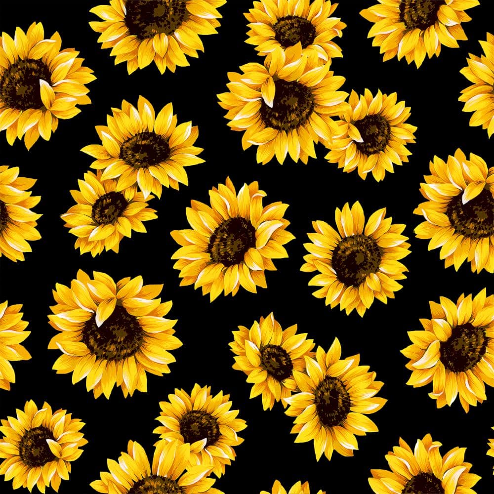 Black Sunflower Dance 45" wide Fabric per yard