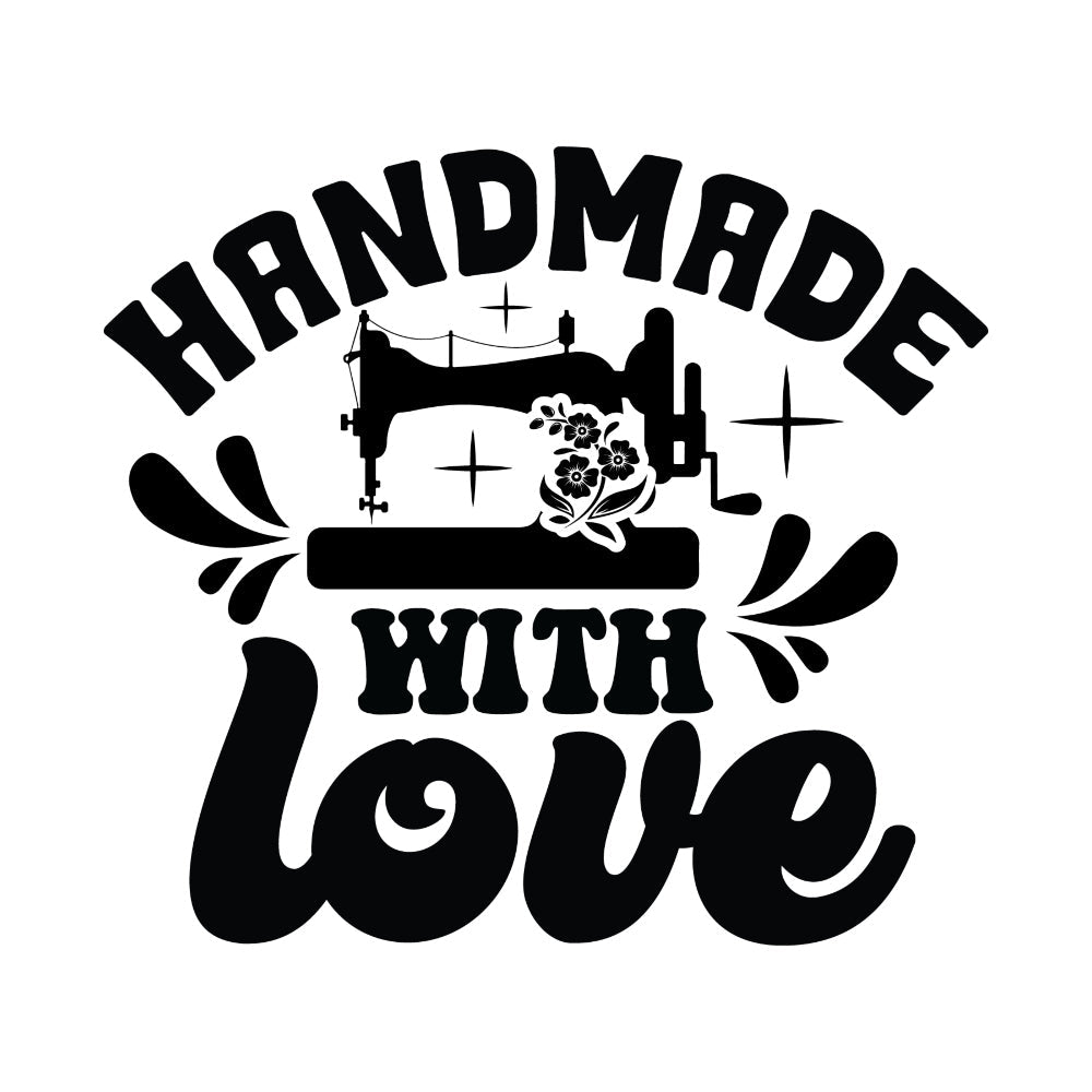 Black and White Handmade with Love Fabric Panel