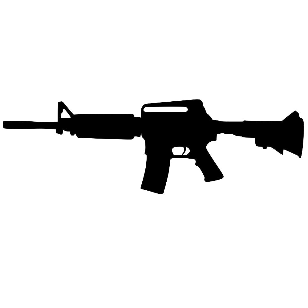 Black and White Rifle Silhouette Fabric Panel