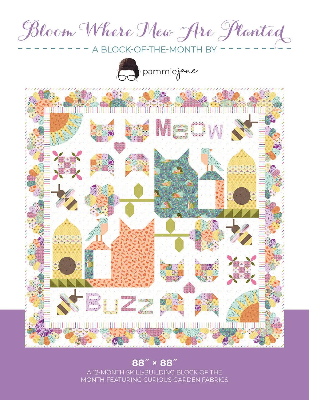 Bloom Where Mew Are Planted Block of the Month - Linda's Electric Quilters