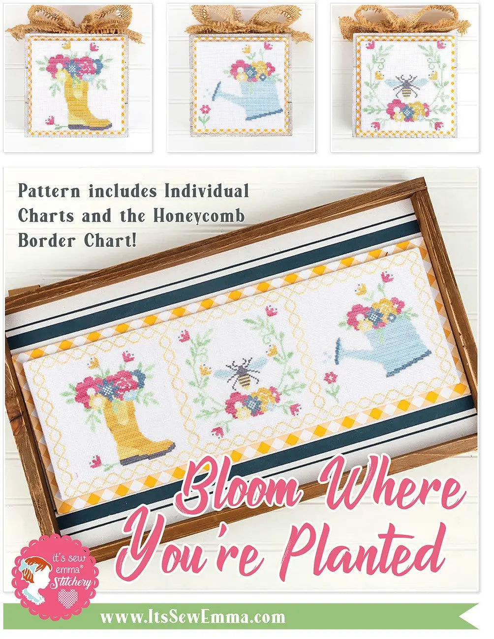Bloom Where Youre Planted Cross Stitch Pattern Checker Distributor