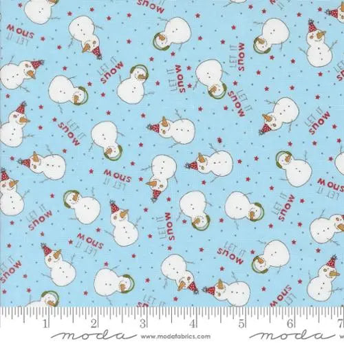 Blue Aqua Emmitt And Ivy Snowman 44"/45" Fabric Per Yard
