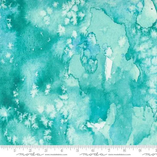 Blue Aqua Frost Flow Basic Watercolor Painting 44"/45" Fabric Per Yard - Linda's Electric Quilters