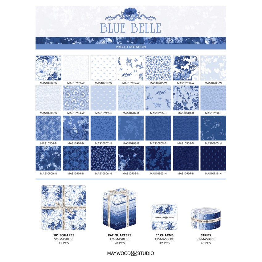 Blue Belle Floral - Fat Quarter Bundle (28 pcs)
