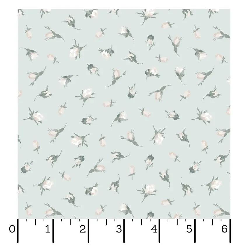 Blue Buds La Fleur Flannel Cotton 42"/43" Fabric Per Yard EE Schenck Co