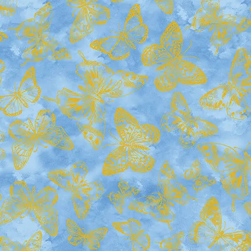 Blue Butterfly Impressions Cotton 44"/45" Fabric Per Yard Benartex Inc