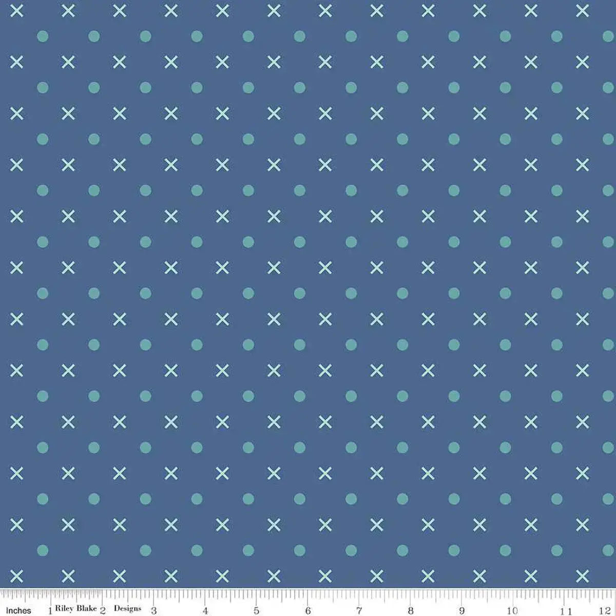Blue Denim Bee Dots Wideback Fabric per yard