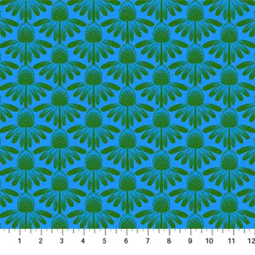 Blue Echinacea Indelible by Anna Maria for Northcott Cotton 44"/45" Fabric Per Yard - Linda's Electric Quilters