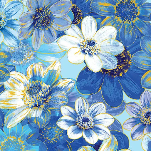 Blue Garden Impressions Cotton 44"/45" Fabric Per Yard Benartex Inc