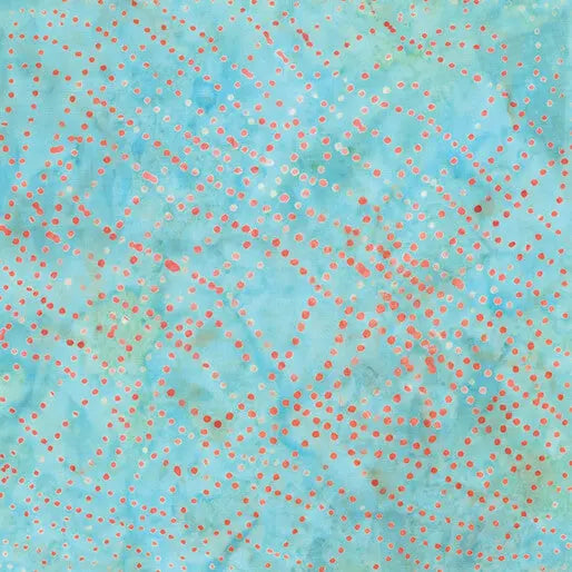 Blue Green Aqua Wave Dots Cotton 44"/45" Fabric Per Yard Benartex Inc